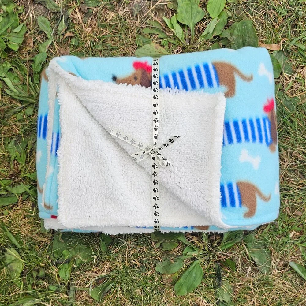 NEW Fleece Blanket + LARGE Bone Pillow Set | Baby Puppy Dog Toy | Photo Props